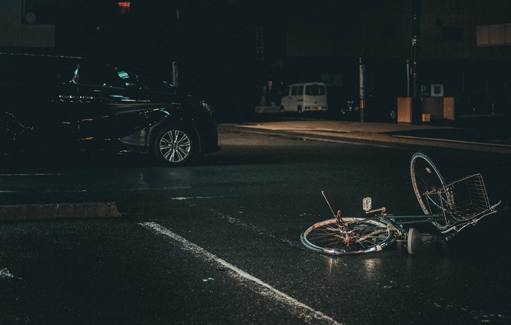 Bicycle accident on street